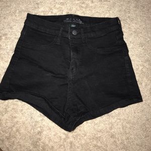 Black high rise jean shorts